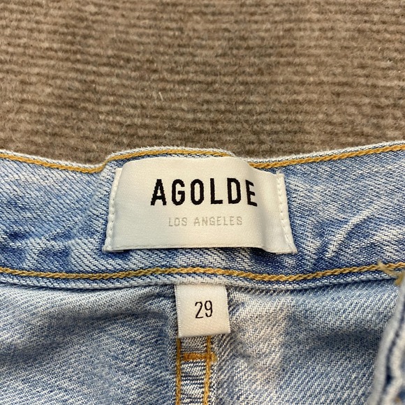 AGOLDE Straight Leg Jeans Womens 29 Light Wash High Rise Distressed Denim Boho - Picture 5 of 13
